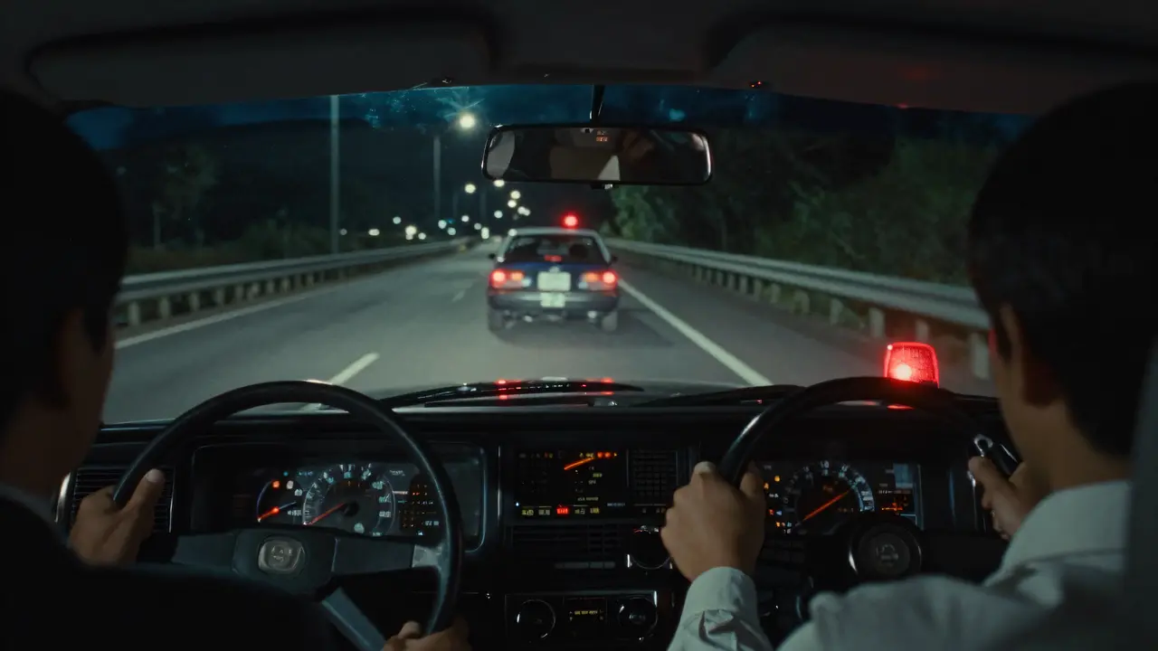 警方的車子後來在一號國道上追一輛可疑的車，又追丟了。