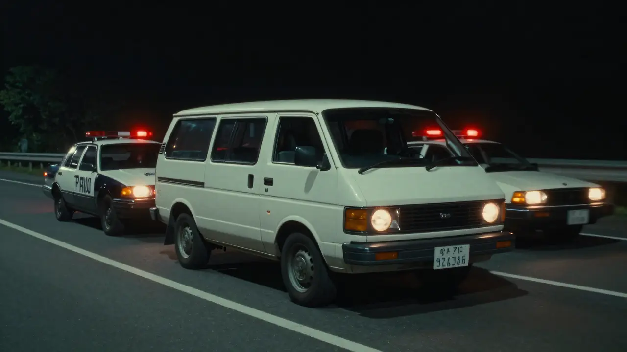 車子突然加速逃走，警車追了上去，最後還是追丟了。