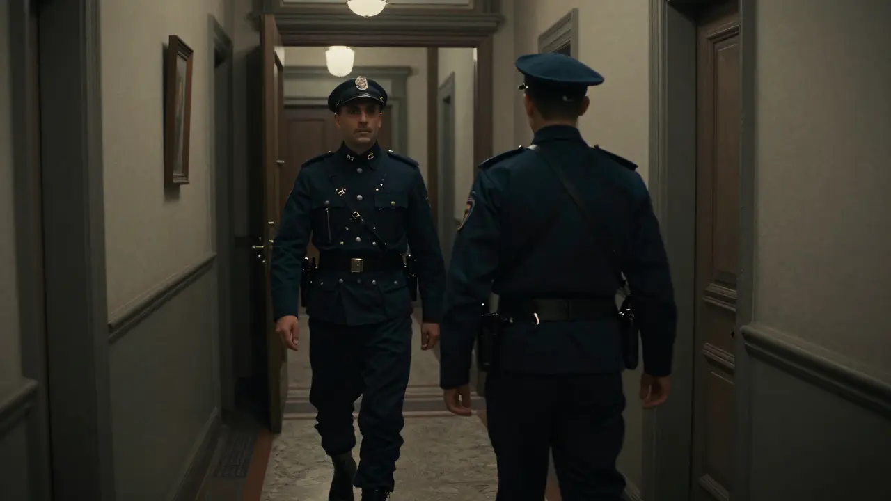 兩人不動聲色地離開，不久之後，警察就來到了旅館。